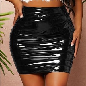 Fashion Nova black patent leather mini skirt